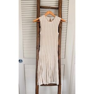 J. Crew XS Sleeveless Ribbed Knit Dress Beige Neutral Casual  XS